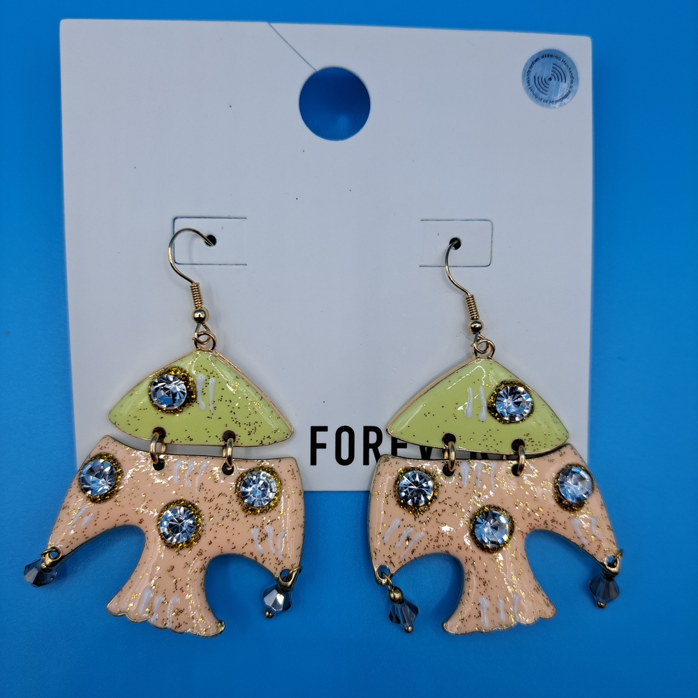 Forever 21 Gold and Cream Statement Earrings